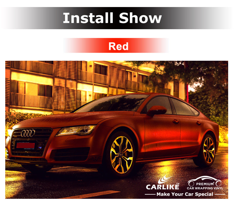 Red Matte Metallic Chrome Vinyl Car Wrap With Air Bubble Free RED