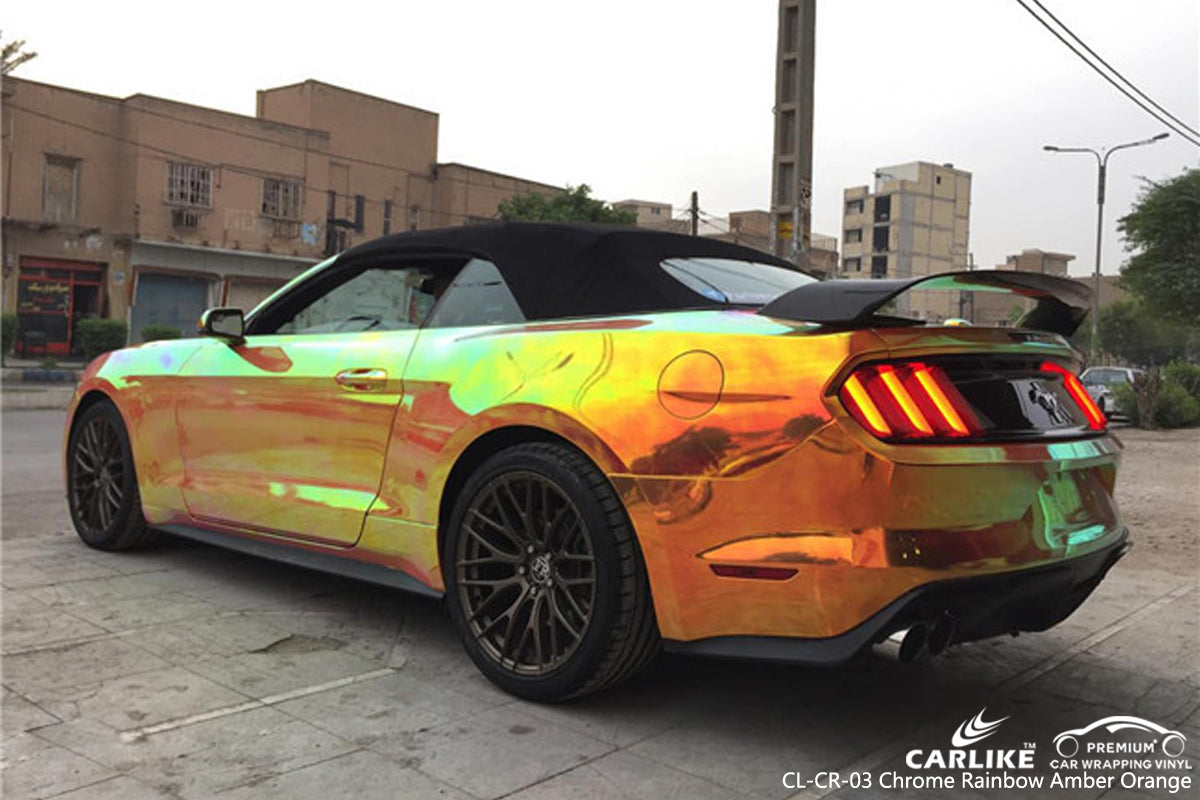 Chrome Rainbow Amber Orange Vinyl Wrap for Ford Mustang – CARLIKE WRAP