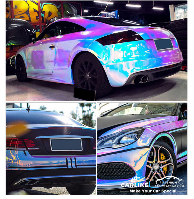 CARLIKE CL-CR Chrome Rainbow Holographic Car Wrap Vinyl