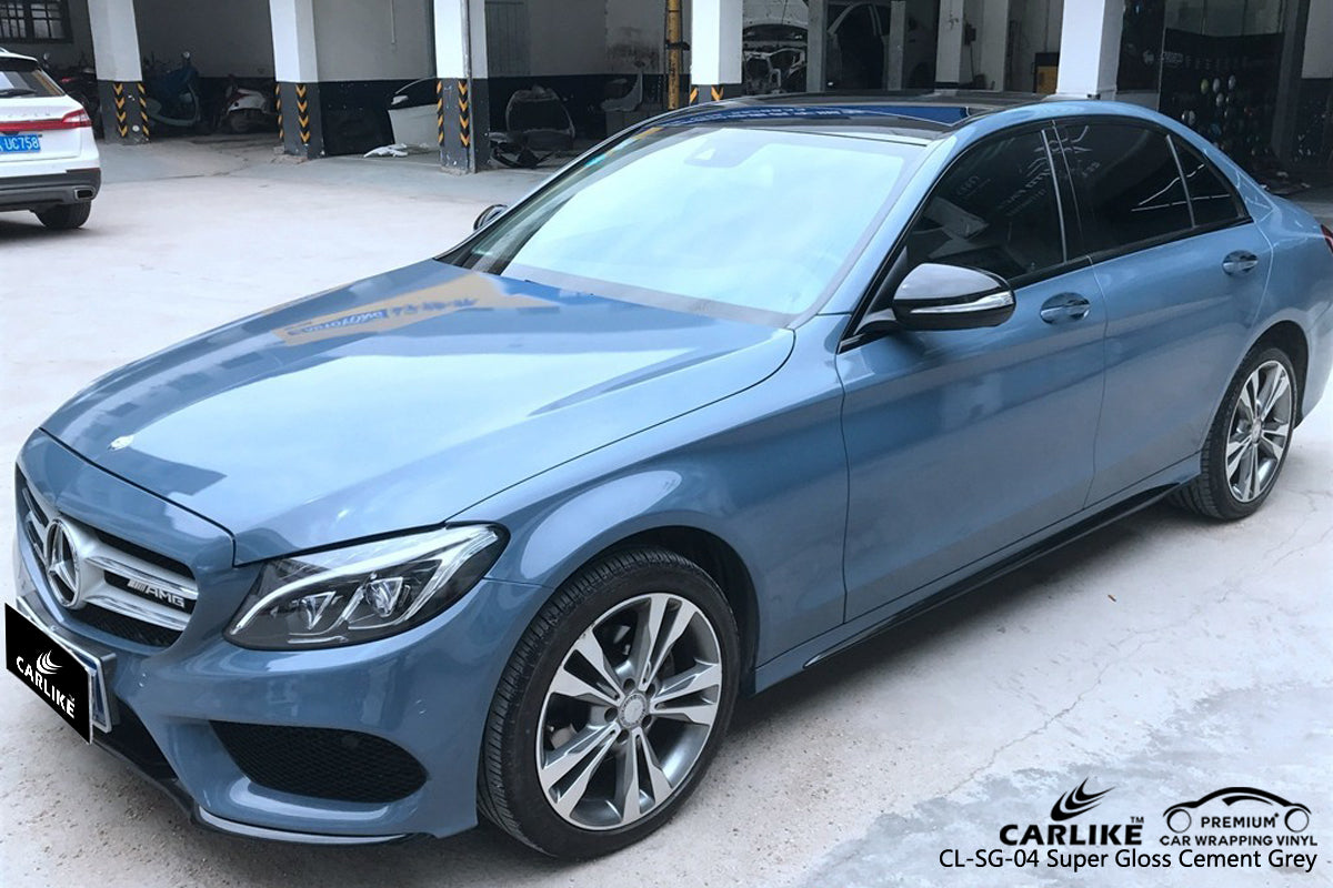 Carlike Cl Sg 04 Super Gloss Cement Grey Vinyl Wrap Mercedes