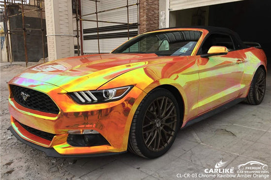 CARLIKE Cl-CR-03 Chrome Rainbow Amber Orange Vinyl for Ford Mustang - CARLIKE WRAP