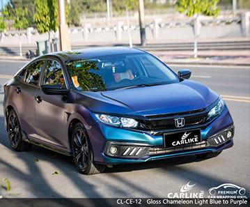 CARLIKE CL-CE-12 Gloss Chameleon Electro Metallic Blue Purple Vinyl Wrap Cost for Honda - CARLIKE WRAP