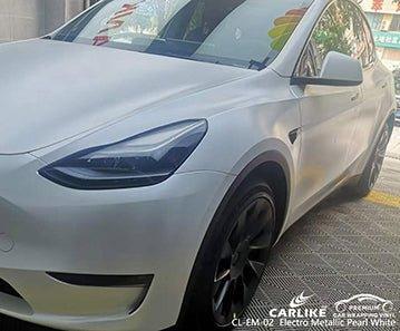 CARLIKE CL-EM-02 matte electro metallic pearl white vinyl for tesla - CARLIKE WRAP