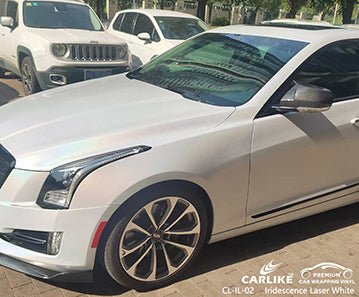 CARLIKE CL-IL-02 iridescence laser white  vinyl for cadillac - CARLIKE WRAP