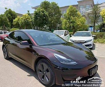 CARLIKE CL-MD-01 magic diamond black red vinyl for tesla - CARLIKE WRAP