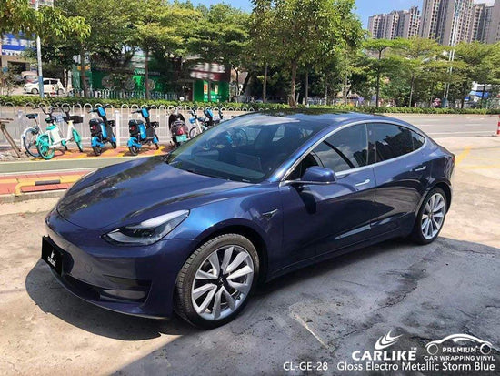 CL-GE-28 gloss electro metallic storm blue vinyl for tesla - CARLIKE WRAP