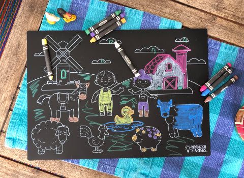 Farm Animals Chalkboard Coloring Mat