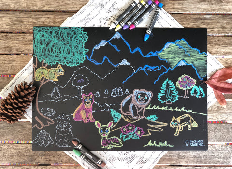 Forest Friends Chalkboard Coloring Mat