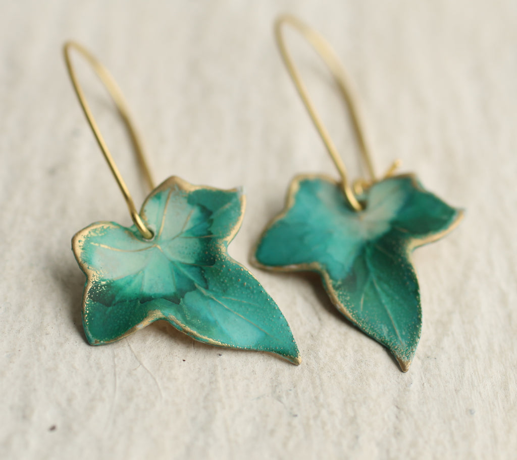 Olive Green Ivy Leaf Earrings – Silk Purse, Sow's Ear