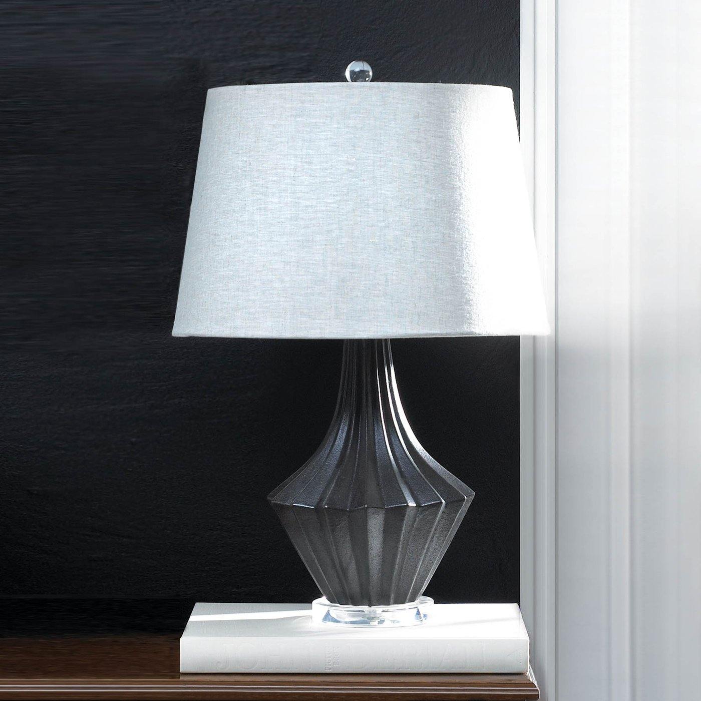 Black and Gray Porcelain Table Lamp with Linen Shade - Hop Decor