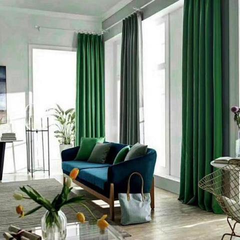 green velvet curtains next