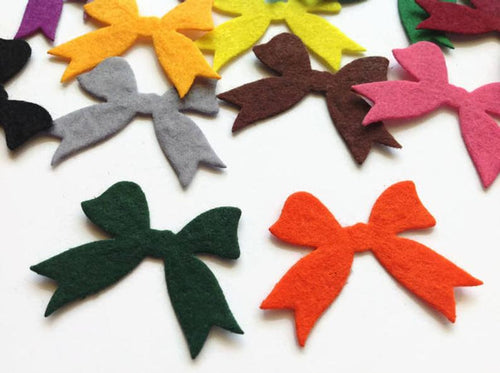 Felt Bow Die Cuts, Colourful Applique Bows for Sewing and Craft Projects, Pack of 10