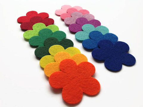 Felt Flower in Bright Colors, Felt Shapes, Flowers for Crafts