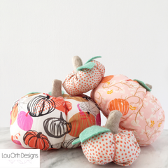 Fabric pumpkins made by Lou Orth 