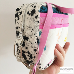 Wee Billow bag handbag close up and hardware. Lou Orth Designs