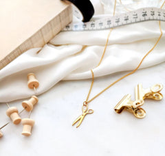 Gold scissor necklace