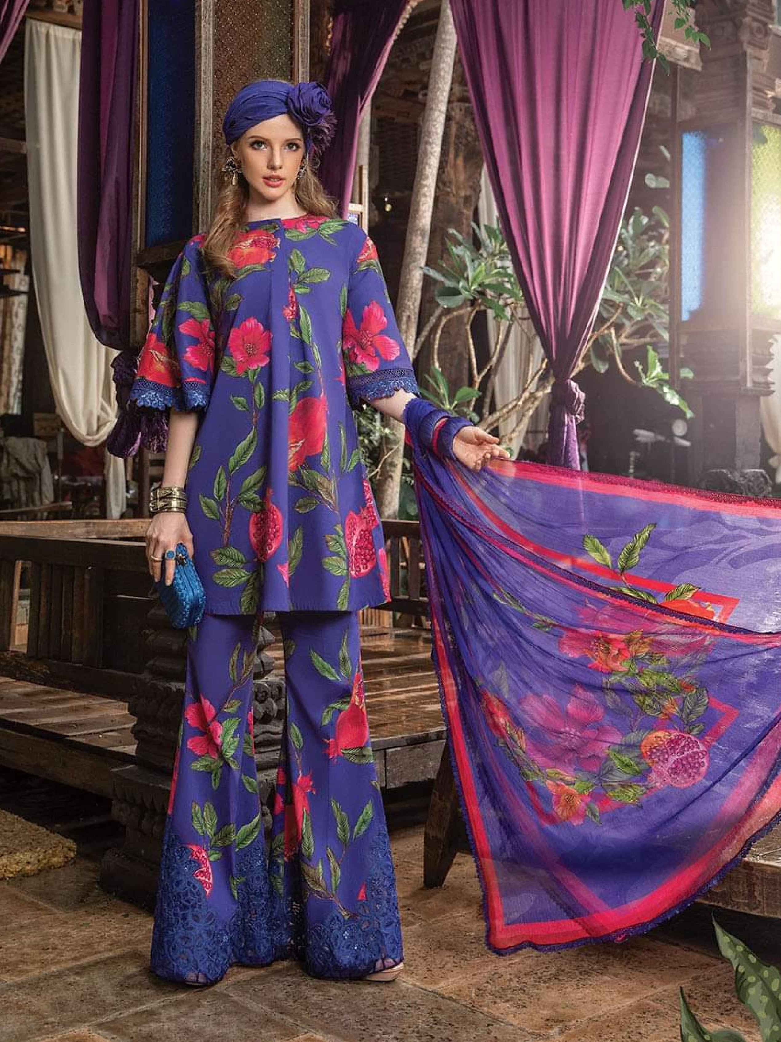 Maria.B M.Prints Unstitched Embroidered Lawn 3Pc Suit MPT-1803-B