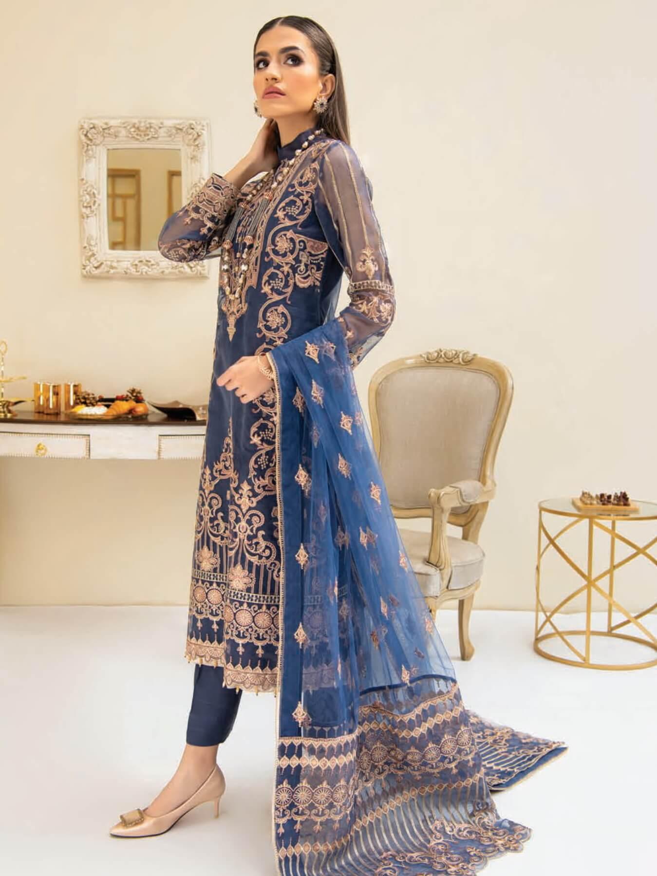 AIK Atelier Reveuse Organza & Tulle Embroidered 3 Piece Suit AIK-08