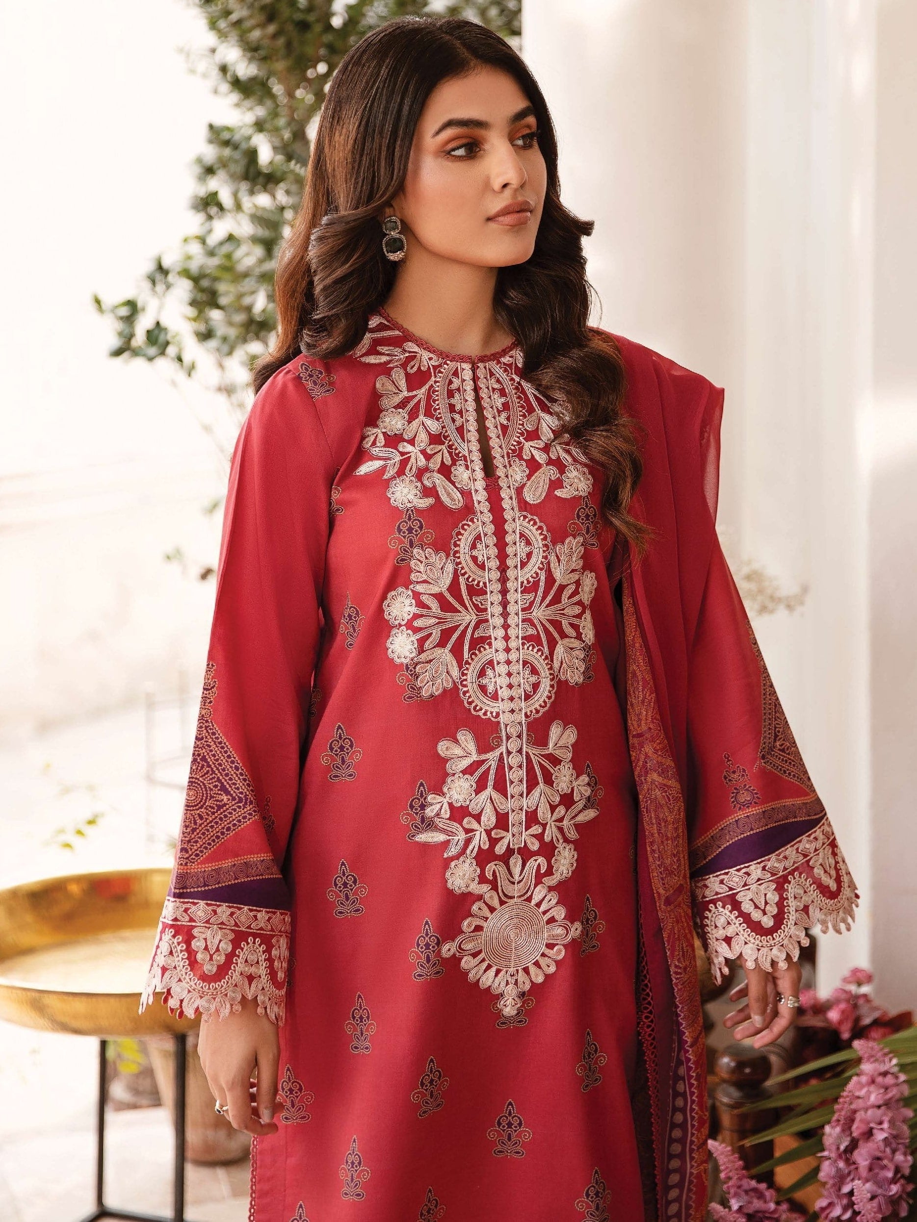 AFROZEH Rangreza Embroidered Lawn Unstitched 3 Piece Suit - ELAYNE