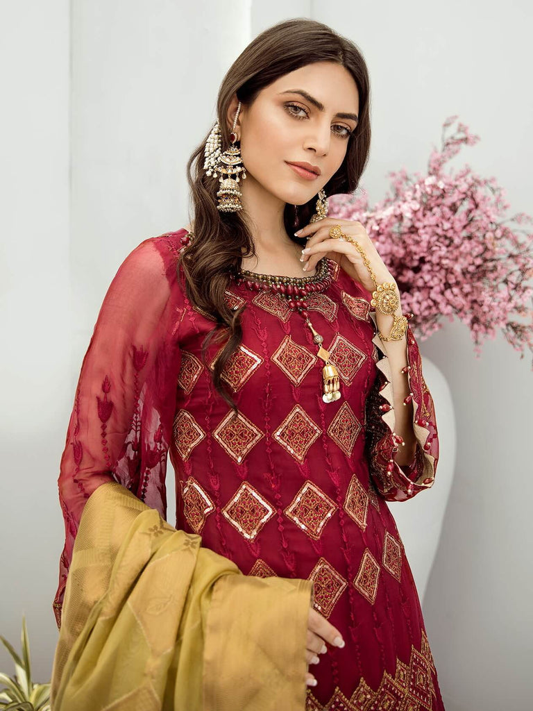 Akbar Aslam Luxury Chiffon Collection 2020 3pc Suit AAC-1312 ARGYLE ...