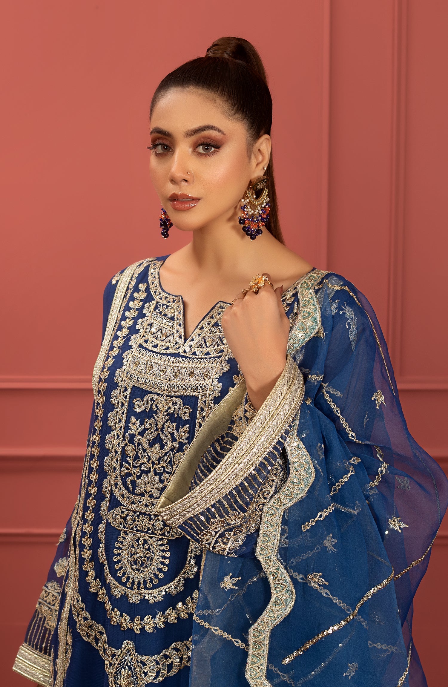 Freesia Premium Mohagney Luxury Chiffon Unstitched Formal Dress - Naaz