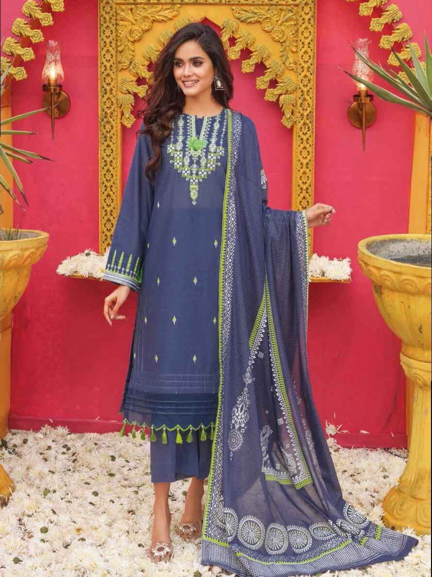 Gul Ahmed Premium Embroidered Lawn 3Pc Suit MJ-12075