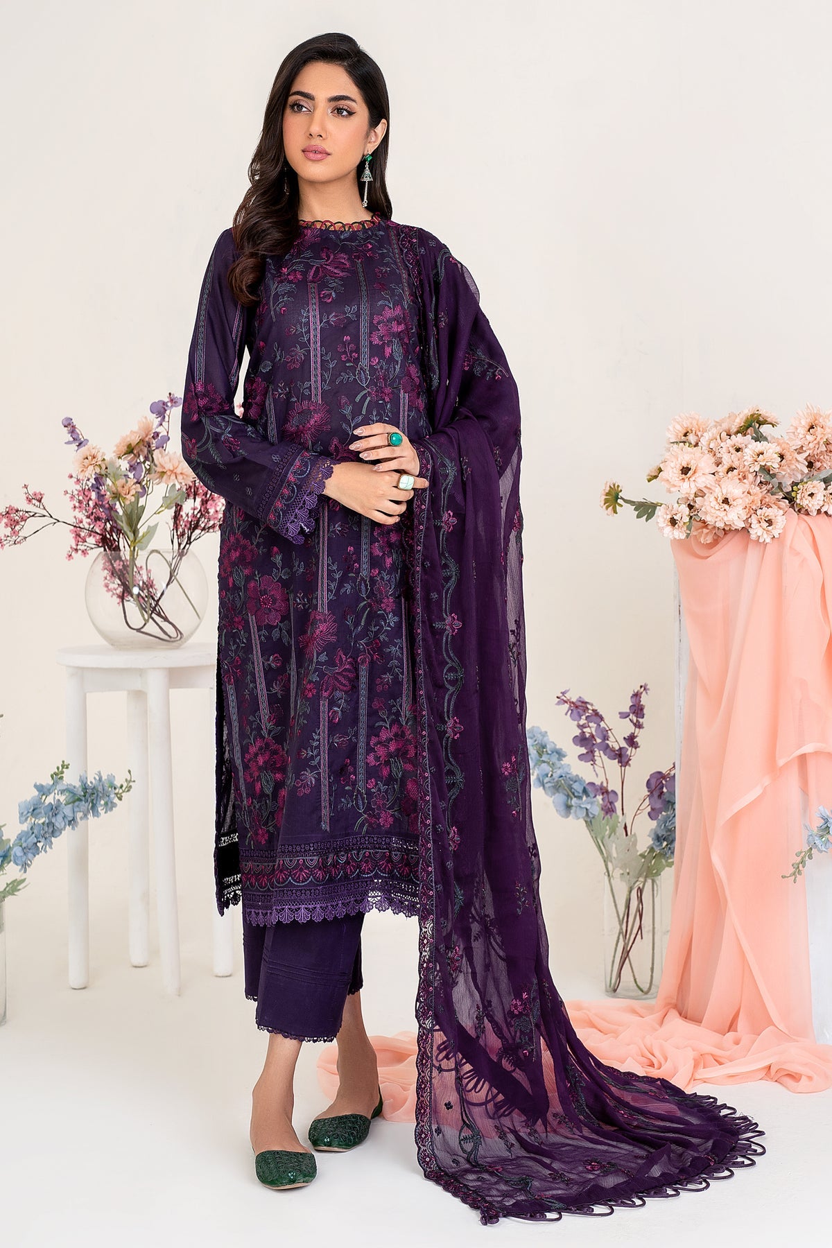 ZARIF Eid Lawn Unstitched Embroidered 3 Piece Suit ZEL-07 PURPLE HAZE