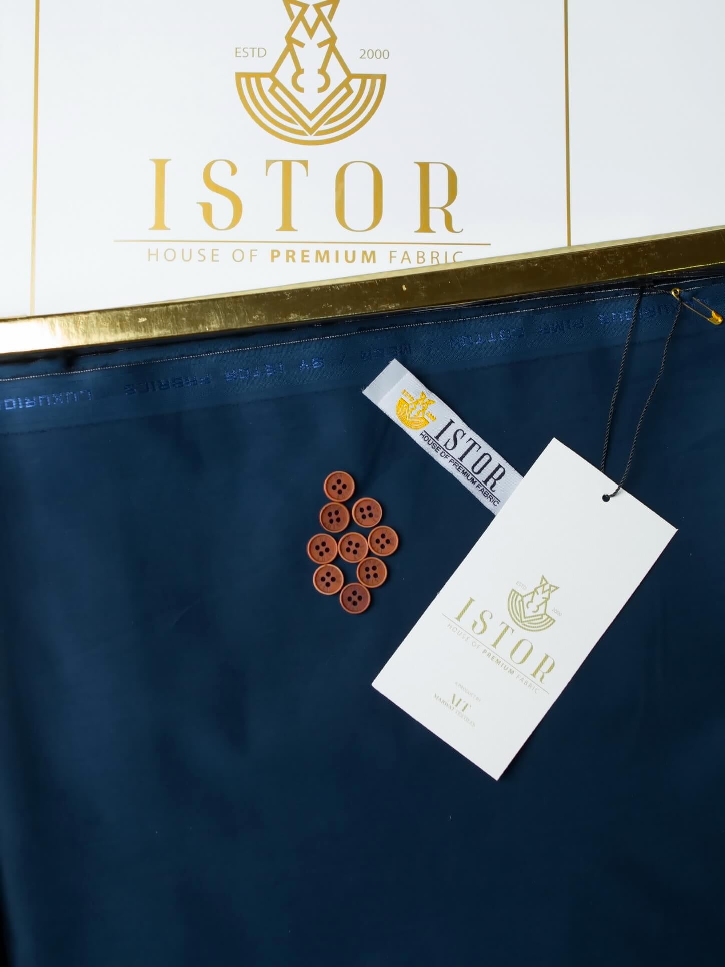 ISTOR Men’s Unstitched Meer Luxurious Pima Cotton Suit - Denim