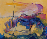 Abstract Landscape in yellow pink and blue