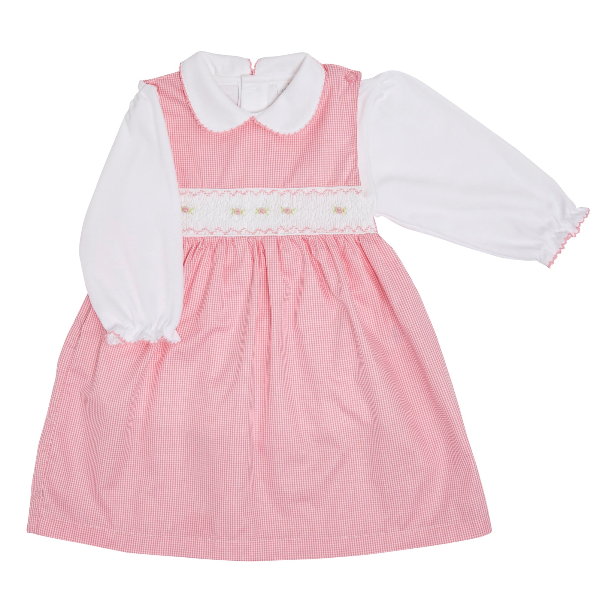 pink check pinafore dress
