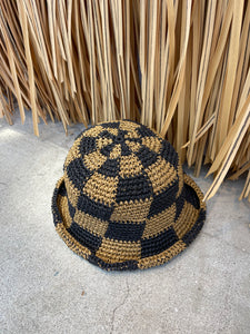 Reversible Bucket Hat - Checks Laguna + Wheat — GRECH & CO.