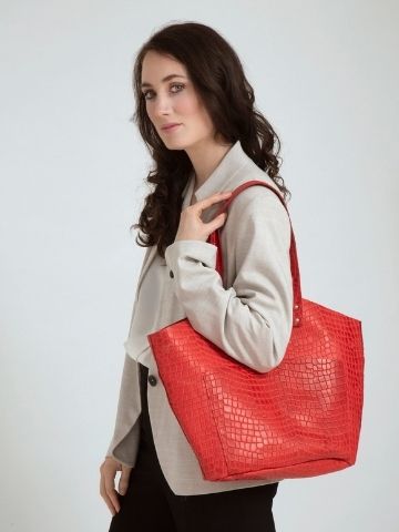 Bolso shopper Menorca en piel color rojo