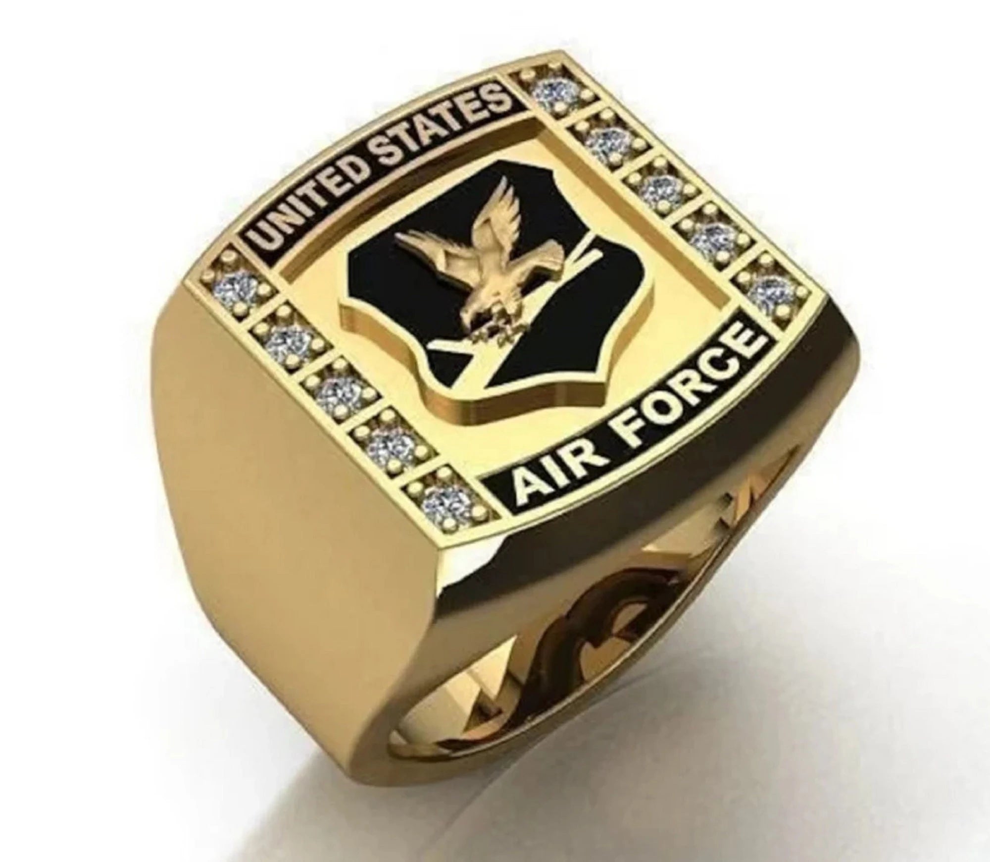 Engraved Air Force Ring with Spinning Emblem