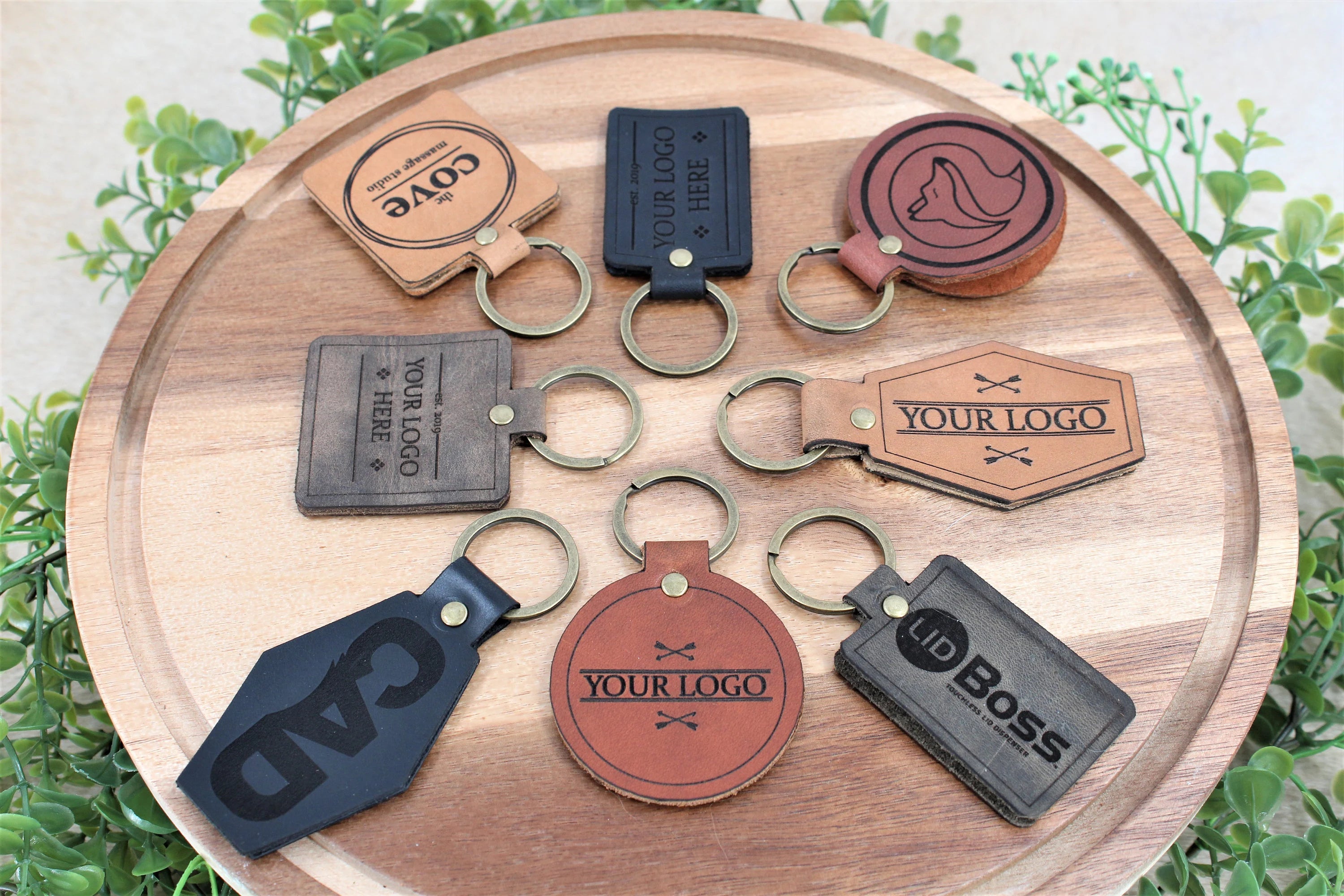 Personalized Leather Keychain with Branch Insignia