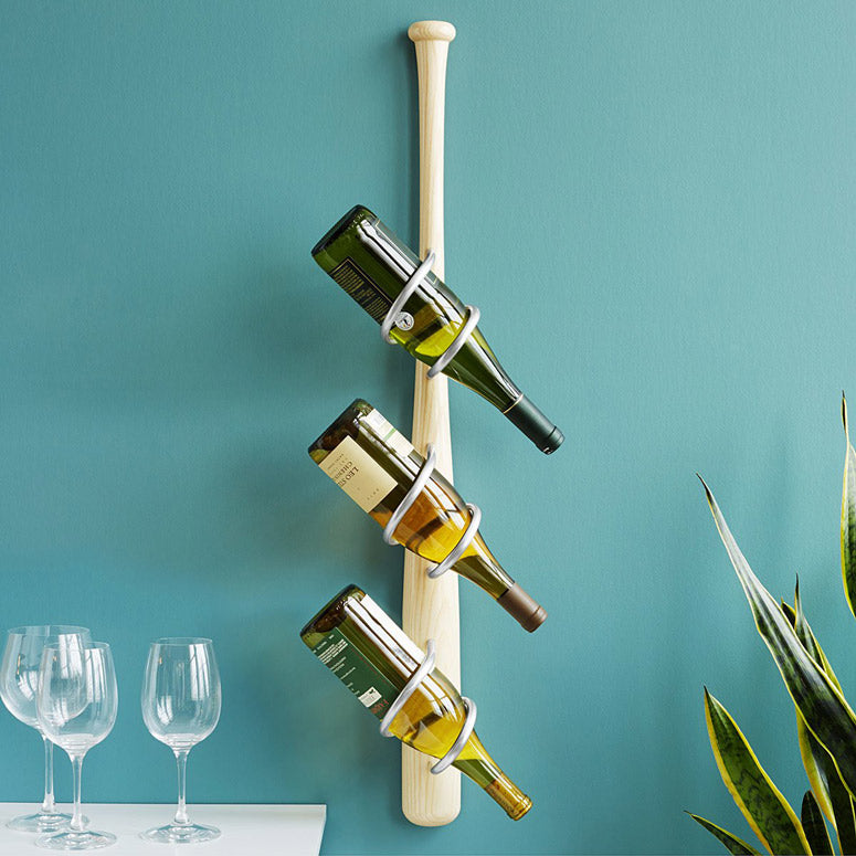 Organize your wine collection with a unique baseball bat wine rack