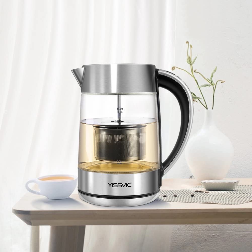 A sleek electric tea kettle for speedy hot water