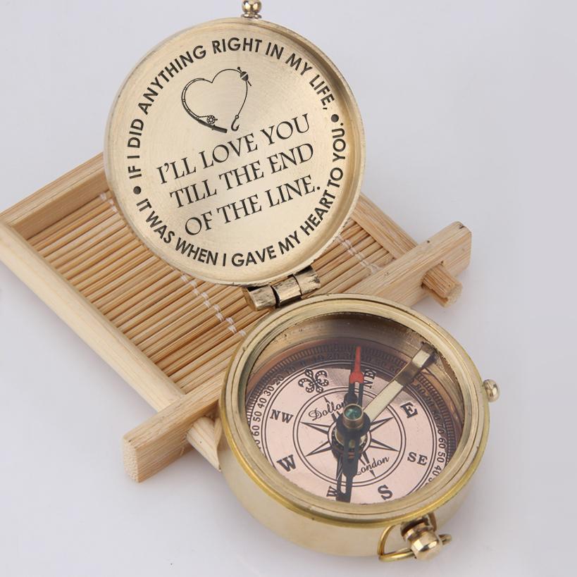 Navigate love's journey with this engraved compass.