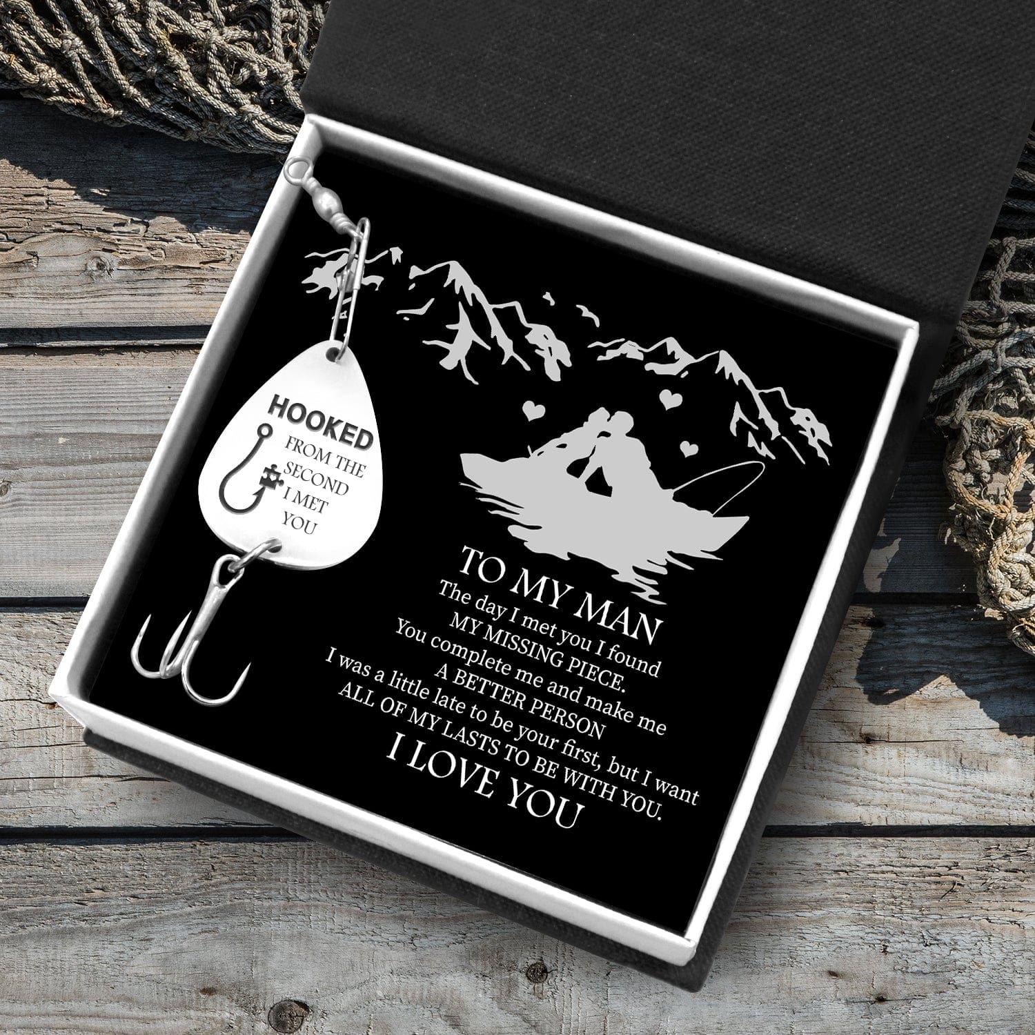 Engraved Fishing Hook "To My Man The Day I Met You"  from Wrapsify.com