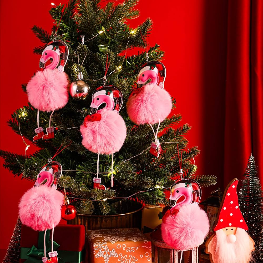 Bring tropical fun to your tree with a Flamingo with Santa Hat Tree Topper