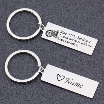 ride safe keychain for husband, boyfriend with name personalization