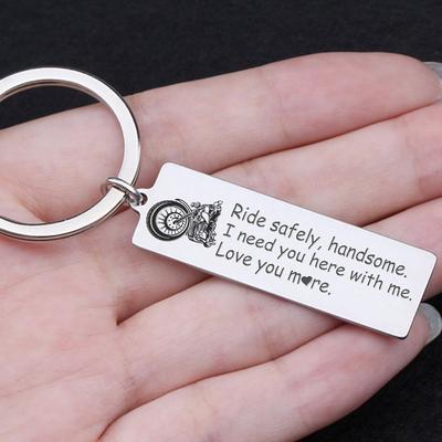 ride safe keychain for husband, boyfriend