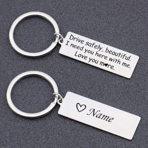 engraved keychain for wife, girlfriend with name personalization