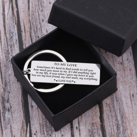 engraved keychain for loved one in a gift box