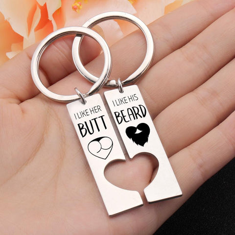 coordinating heart keychains for couples