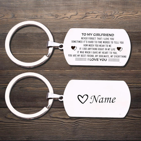 dog tag engraved keychain for girlfriend with name customization