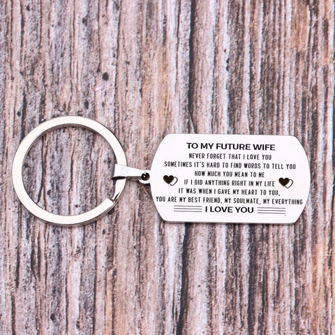 dog tag engraved keychain for future wife