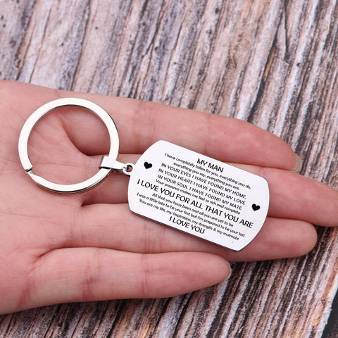 dog tag engraved keychain for boyfriend, husband