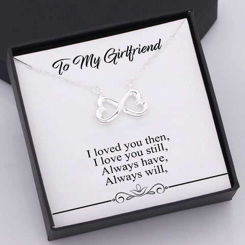 infinity heart necklace for girlfriend, wife with love message in a gift box