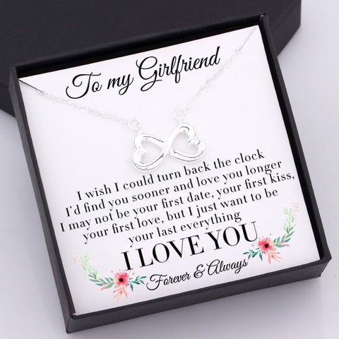 infinity heart necklace for girlfriend, wife with love message in a gift box