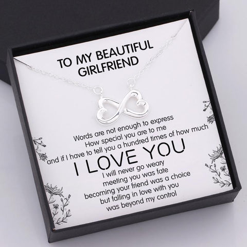 infinity heart necklace for girlfriend with love message in a gift box